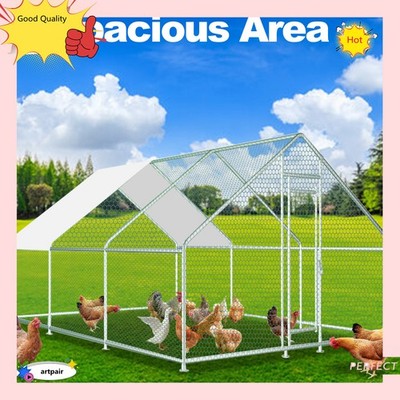 20x13 FT NEW Large Cage Flat Roof Metal Chicken Coop Walk-in Coop With Cover USA