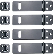 4Pcs 4Inch Black Padlock Hasp,Door Slide Latch Lock 4 Inch, 