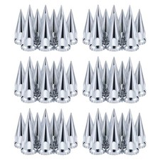 33mm x 4-3/4" Chromed Spike Lug Nuts Covers Thread-On, ABS Chrome Plastic Caps