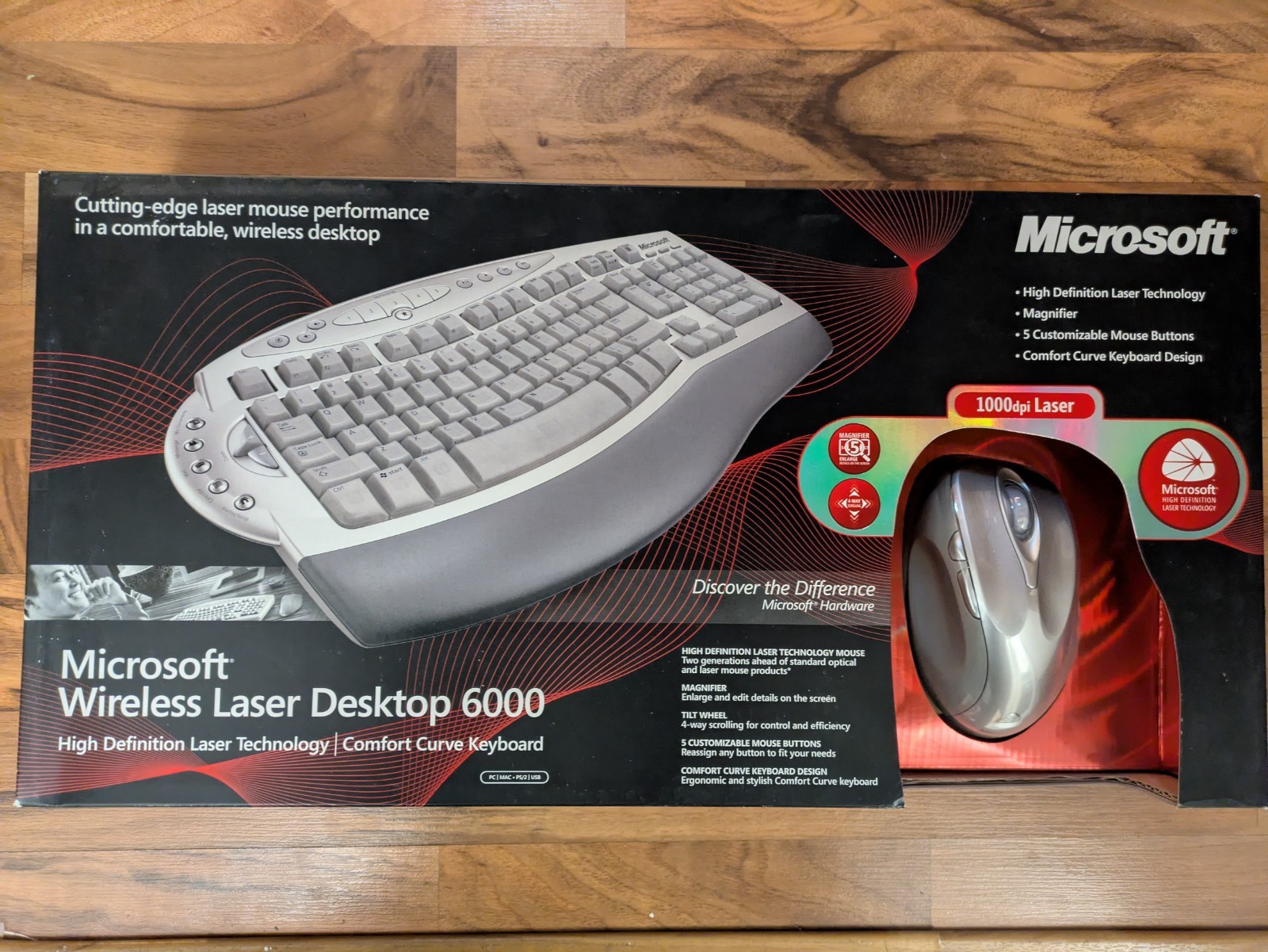 Microsoft Wireless Laser Desktop 6000 Ergonomic Keyboard Mou