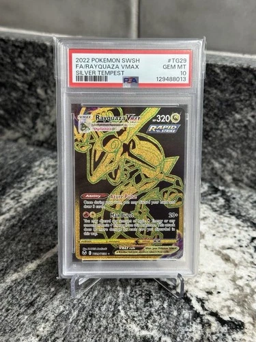 2022 Pokémon Silver Tempest Rayquaza VMAX Gold Secret Rare TG29 PSA 10 New Cert