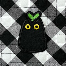 Black Cat Cute Kawaii Plant Mom Iron on Patch
