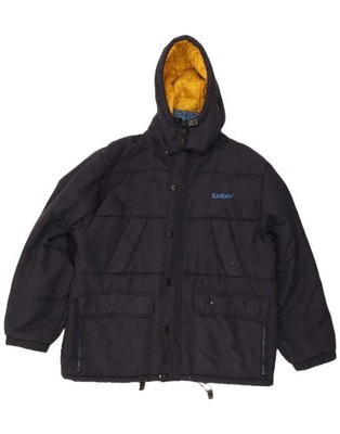 Kickers Mens Hooded Loose Fit Padded Jacket UK 38 Medium Navy Blue Nylon DE20