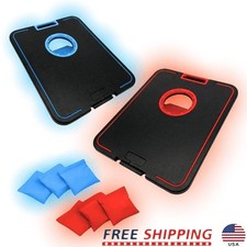 LED Cornhole Board Set Light Up Bean Bag Toss Portable Family Game Fun New