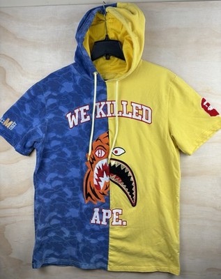 Hudson Outerwear We Killed Ape We Get Money Hoodie Short Sleeve Yellow Blue  XL
