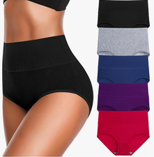 Women's High Waist Cotton Underwear Stretchy Briefs Full Coverage SIZE XL-XXL