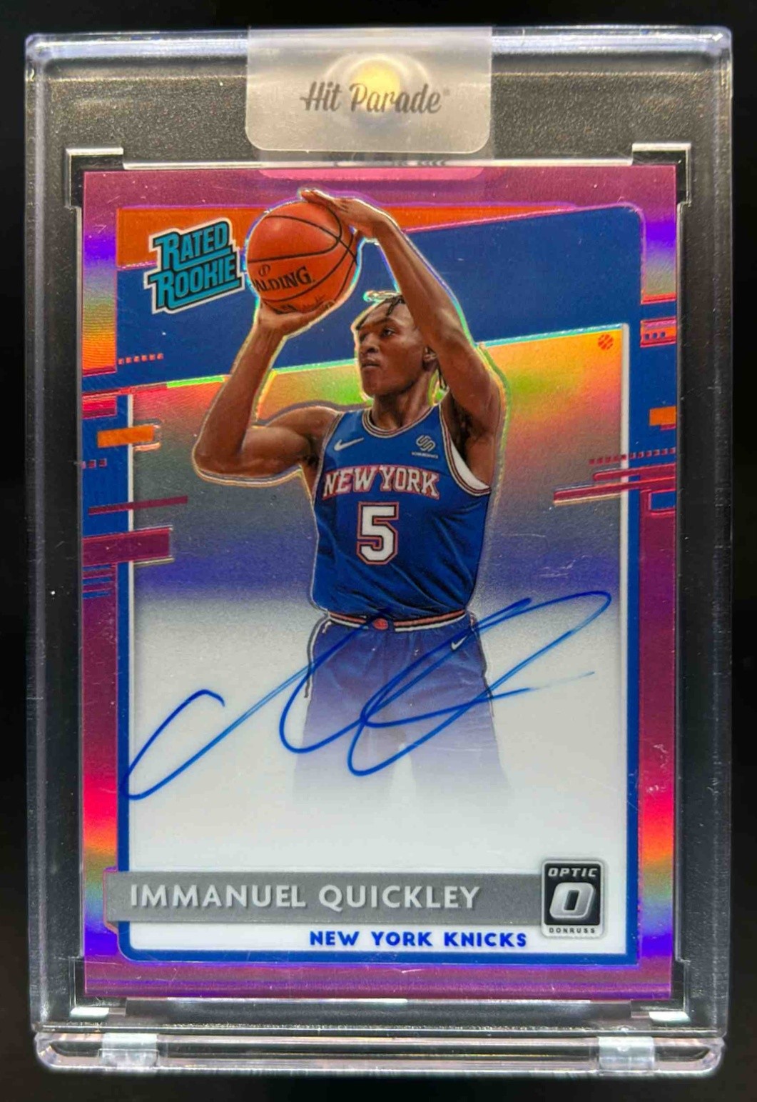2020-21 Donruss Optic Immanuel Quickley Rated Rookie Pink RC Auto #15/25