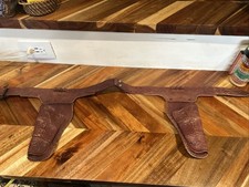 Vintage Western Cowboy Brown Dual Toy Cap Gun Holster Belt