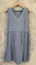 Rosmarine Dress Womens Small Gray Blue Minimalist Lagenlook Linen Made Italy