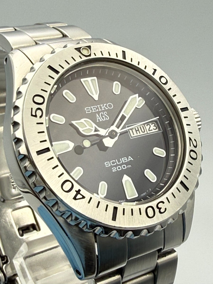 SEIKO AGS SCUBA 5M43-0C50 Black Dial 200M Kinetic Divers Watch New