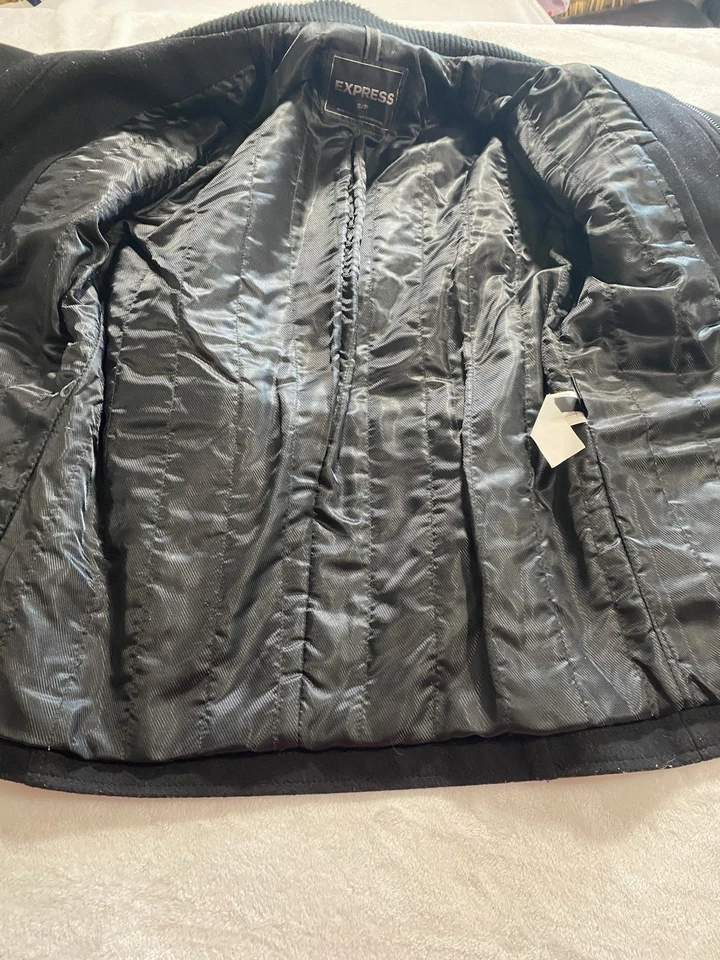 Express Men's Black Military Jacket wool blend jacket size Small Heavy Coat - Image 4 of 4