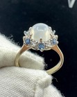 Moonstone Sapphire Diamond Halo Ring 14 Karat White Gold — photo 10