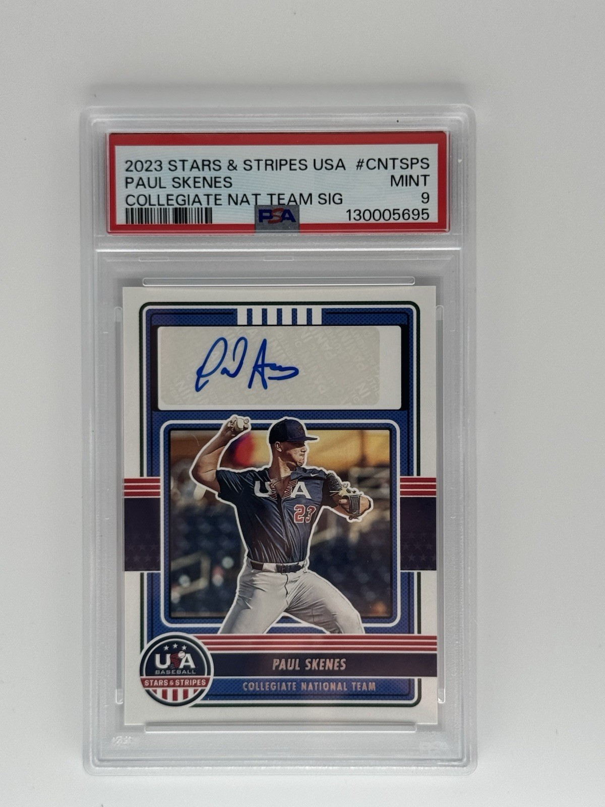 2023 Panini Stars & Stripes Paul Skenes Auto PSA 9