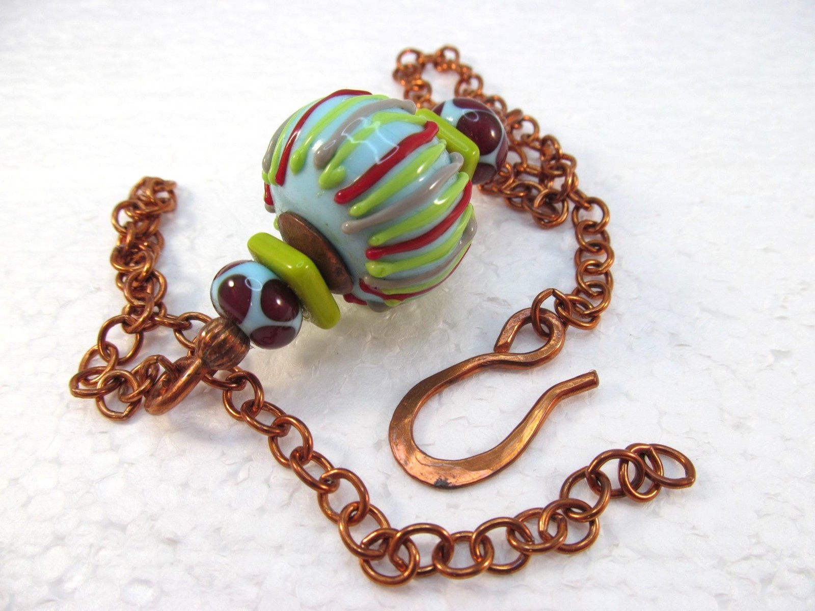 Handcrafted Large Lampwork Glass Statement Neckla… - image 9