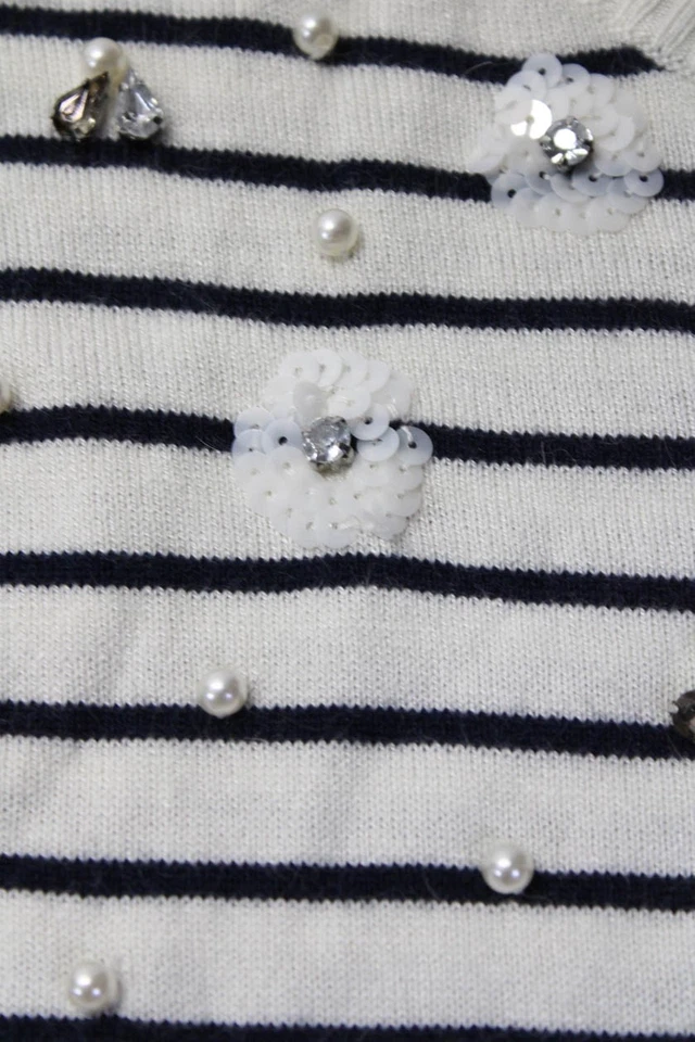 Top tejido a rayas con cuentas cuello redondo texturizado Mayoral Girls blanco talla 12 Foto 2 de 4