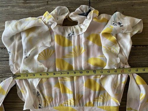 NWT Cynthia Rowley Talia Silk Maxi Dress Ruffle Tie Sleeve SZ 0 Jungle Sunset - Picture 11 of 16