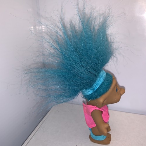Vintage 4” Troll Doll ACE TREASURE TROLL Workout Blue Heart Wishstone Jewel - Picture 10 of 13