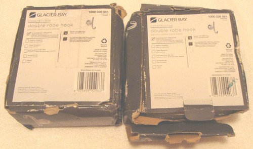 LOT OF 2 Glacier Bay Constructor Double Robe Hooks in Chrome (Box Distressed) - Picture 3 of 3