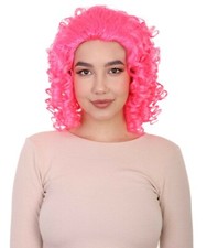 Colonial Ladies 18th Century Curly Wig Pink Historical Pink HW-3486