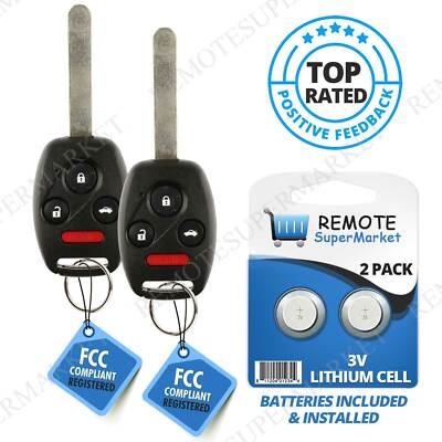 Replacement for Honda 2008-12 Accord Sedan 2009-15 Pilot Remote Car Key Fob Pair