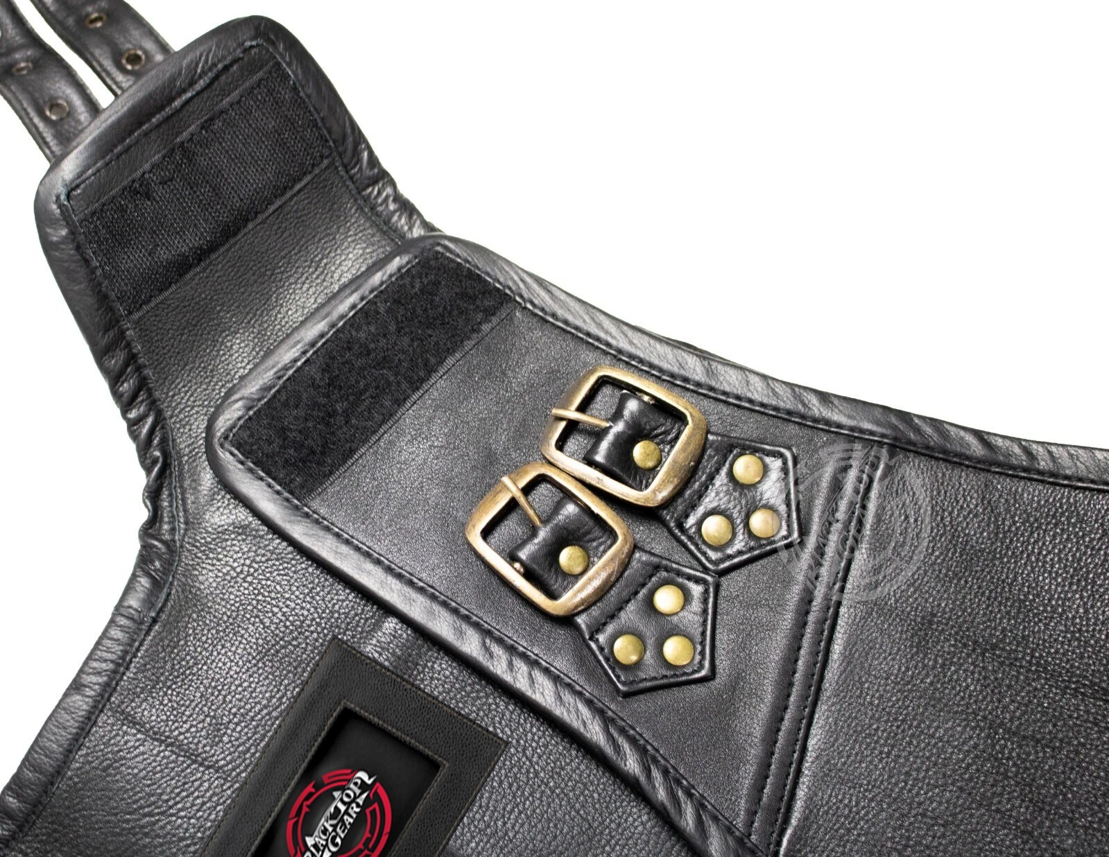 BlackTop® Biker Leather Vest Buckle Vest Double Sided Leather Rocker ...