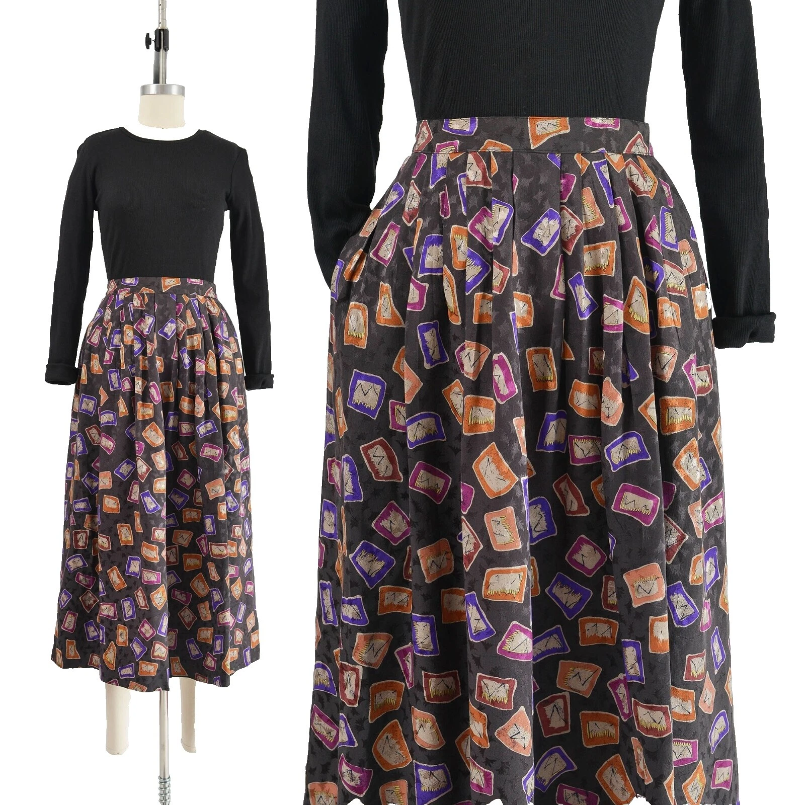 Faldas Vintage de Seda 100% 1980s para Mujer