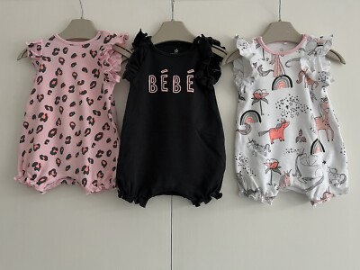 Baby Girls NEXT First Size Summer Rompers Animal Print Unicorn