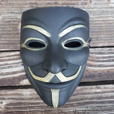 V For Vendetta Mask - Anonymous Guy Fawkes Party Masker Cosplay - Black Gold
