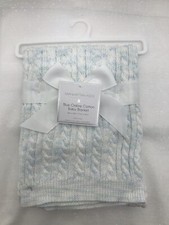 NWT Manhattan Kids Blue Ombre Cotton Cable Knit Baby Blanket 100 Cotton 28x36