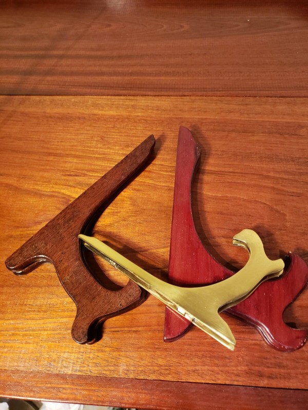 Excellent vintage japanese carved wood  and brass stands, ca. 1990s, lot of 3