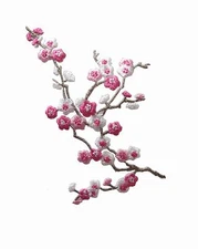 #5036 Quince Sakura Cherry Flower Embroidery Iron On Applique Patch -Left