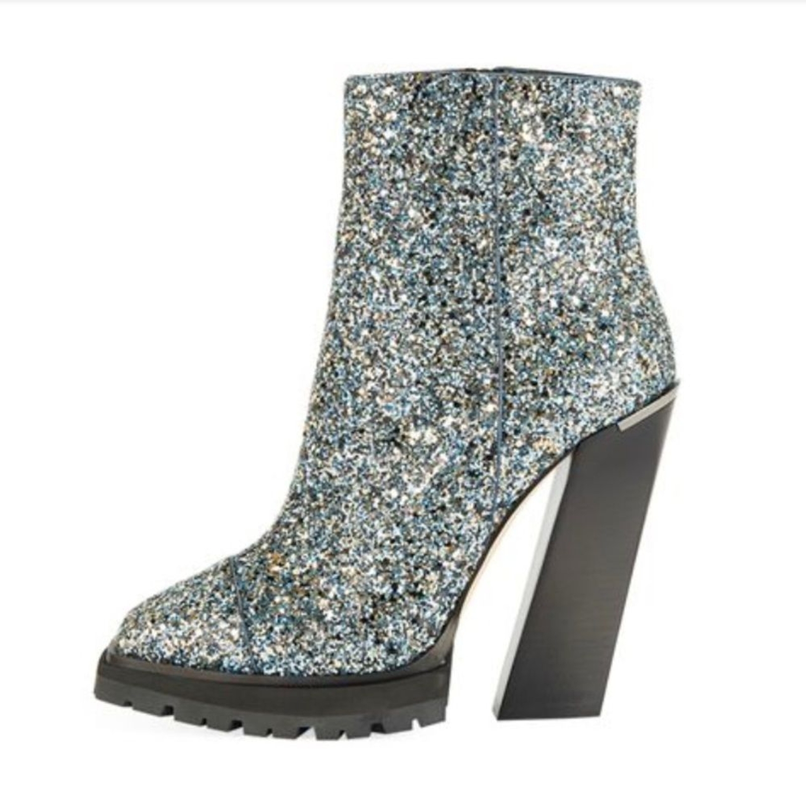 Jimmy Choo Madra 130 Grey Glitter Ankle Booties High … Gem