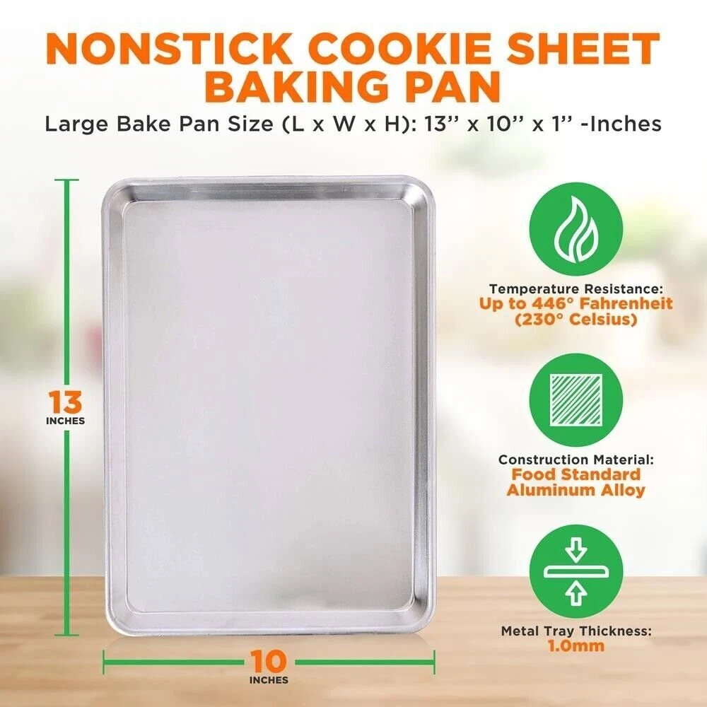 Nutrichef Non-Stick Baking Sheets, Professional Cookie Pan Aluminum Bakeware with Cooling Rack