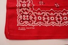 Vintage Red Floral 100 Cotton USA Bandana Unique flower detail NOT paisley