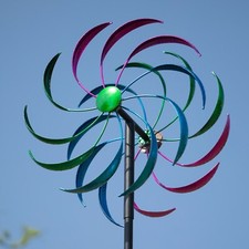 79"H Metal Rainbow Windmill Art Decor Wind Spinner Outdoor Yard Multicolor