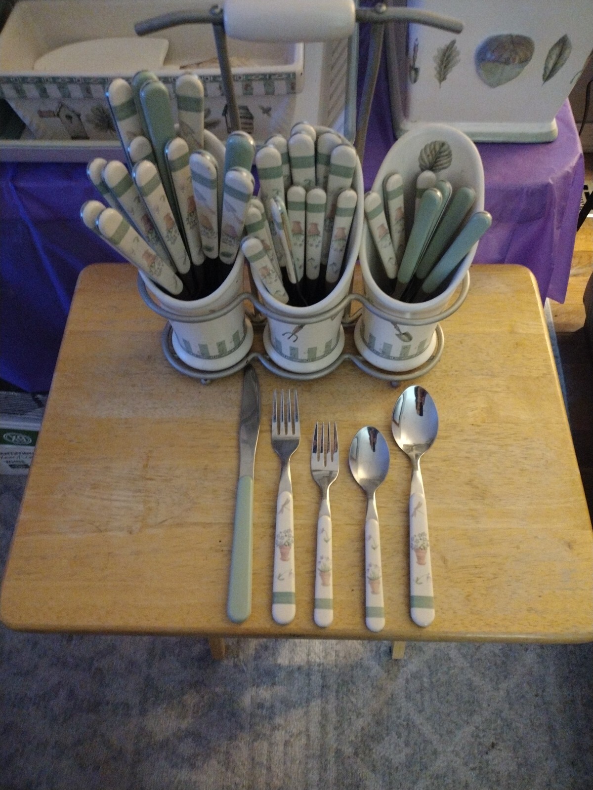 pfaltzgraff naturewood Flatware And Holder eBay