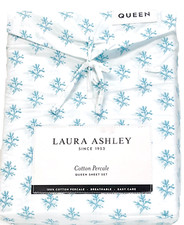 Teal Turquoise Queen Sheet Set Crisp Cool Cotton Percale Laura Ashley Coral Reef