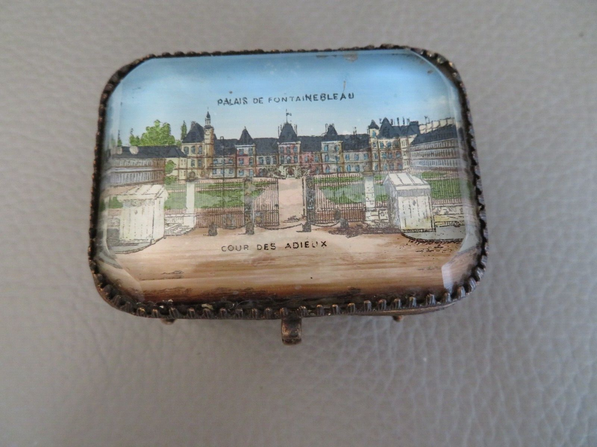 Boîte à Bijoux Ancienne En Laiton Et Verre Biseauté - Style Hôtel De Ville De Paris - Occasion