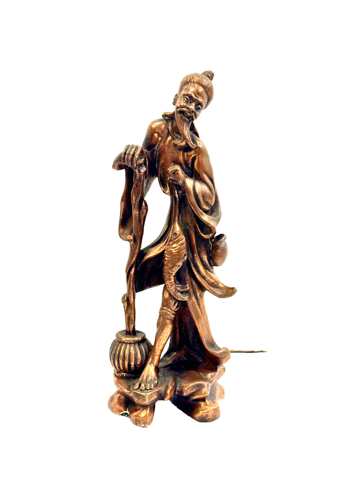 Rossini made in Italy Depositato Asian man figurine metal bronzed overlay