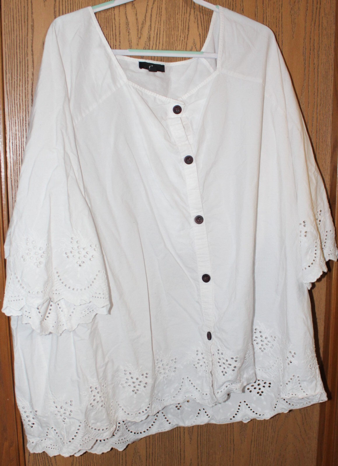 Ellos - Button Down with Cut Work - White - Women… - image 1