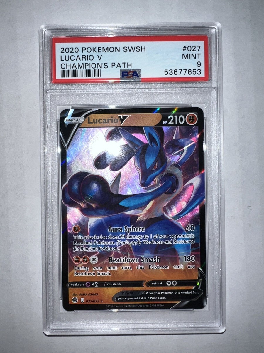 Pokemon Champions Path Lucario V full art holo card *MINT PSA 9