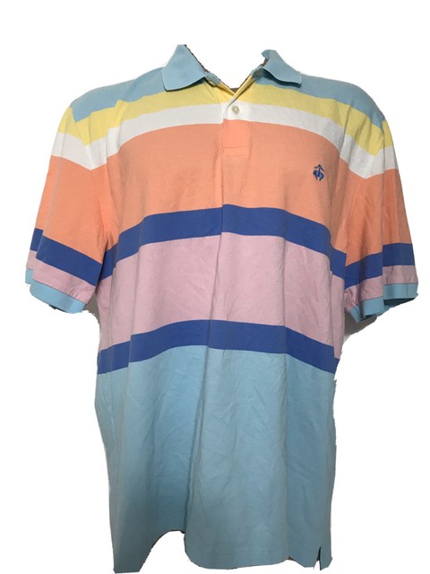 Brooks Brothers Logo Pastel Color Block Stripe Polo Shirt Men's 2XL XXL | eBay