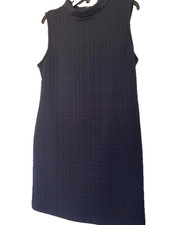 Sharagano women's sassy fitted sleeveless navy blue comfy midi dress size 14