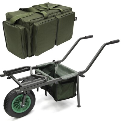 Carp Fishing Barrow Adjustable Body with Built In Tackle Bag