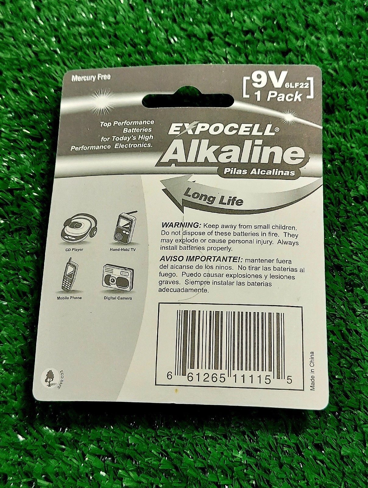 New Unopened 9 Volt Battery ECO SAFE EXPOCELL Alkaline Long Life