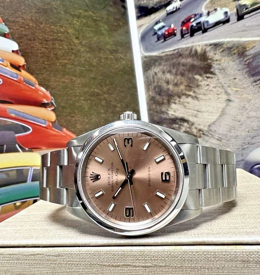 Reloj Rolex Oyster Perpetual Air King Precision 14000 esfera salmón 34 mm Foto 4 de 4