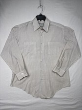 Vintage Sears Perma Prest Men's 16-32/33 White Striped Oxford Career Button Up