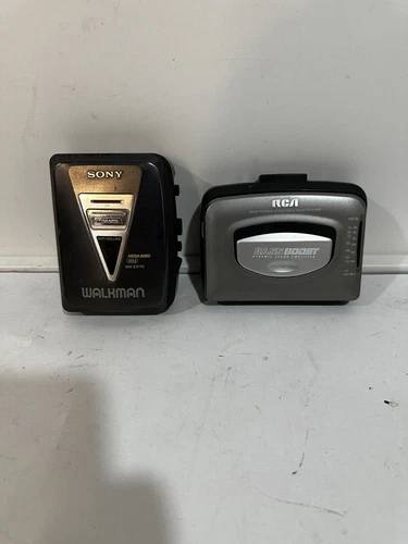 Lot of 2 Vintage Walkman Stereo Portable Cassette Players Sony & RCA