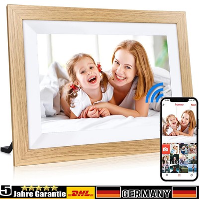 10,1 Zoll WiFi-Bilderrahmen Digitaler 32GB HD Touch Pixel Holz Fotorahmen NEU