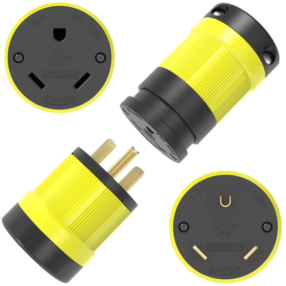 RV Power 125 Volt 30 amp TT 30 Plug Connector Set TT 30P TT 30R
